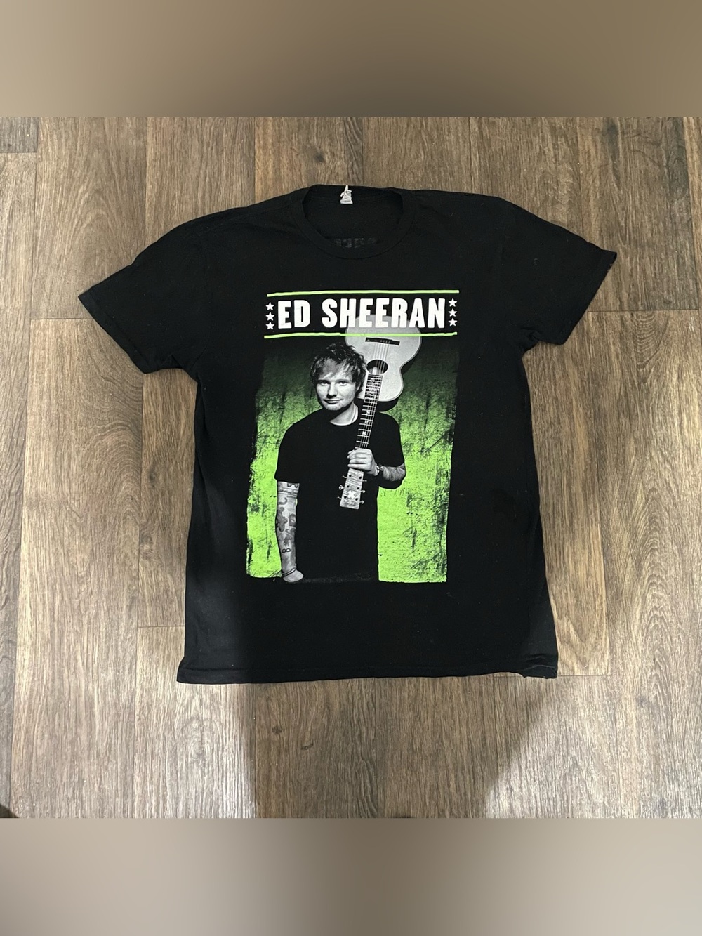 Ed Sheeran Black Graphic Tee with Green Print
